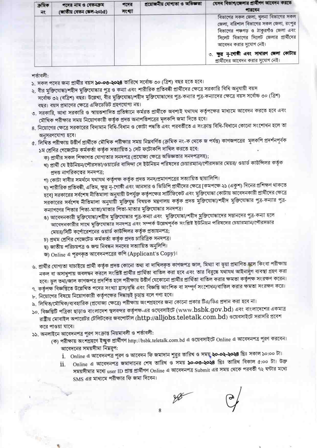 BSBK Job Circular 2024-bsbk.teletalk.com.bd