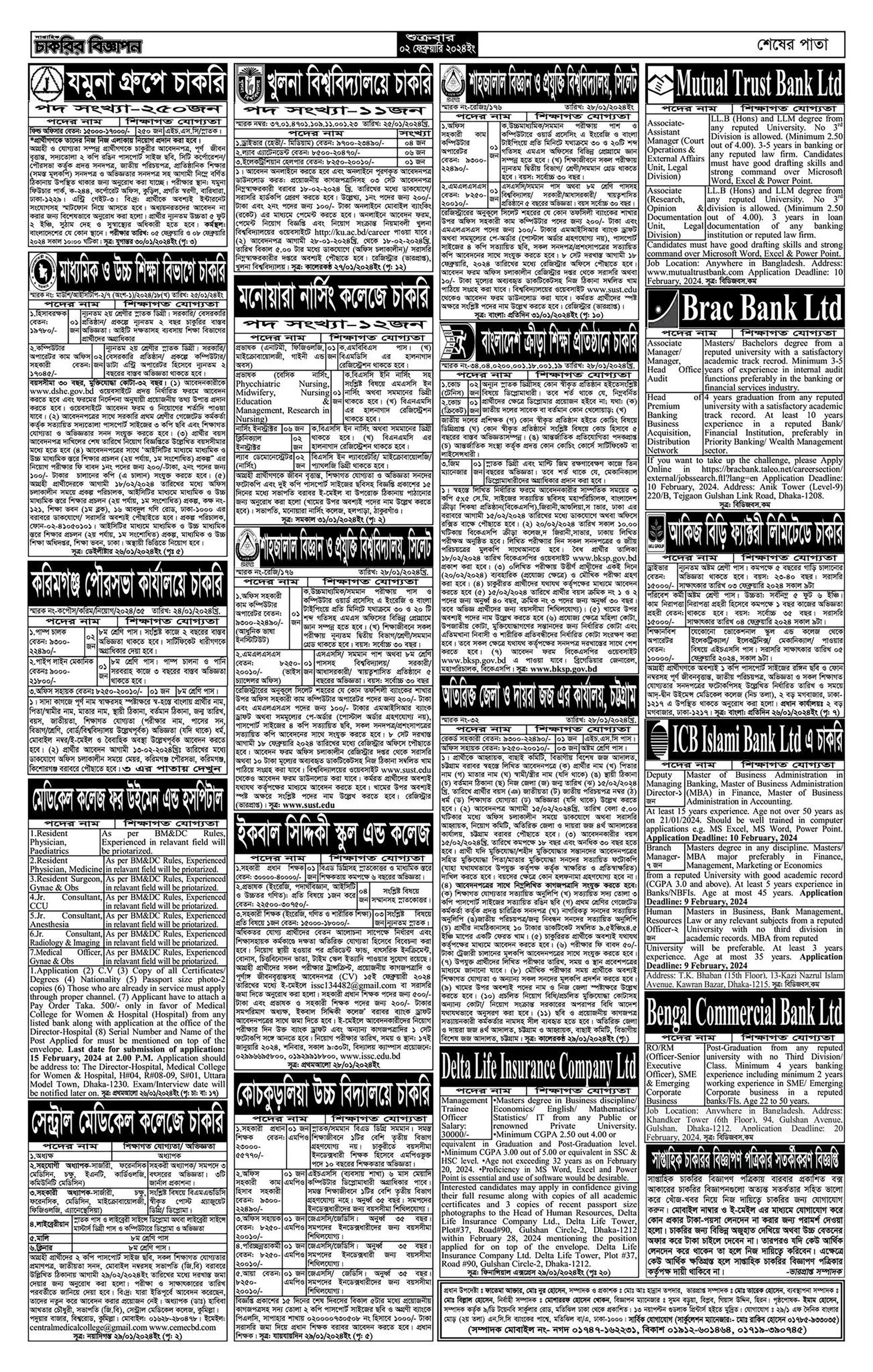 Chakrir Khobor Potrika 02 February 2024, download now